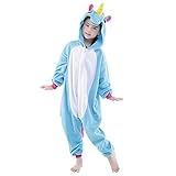 Newcosplay Unisex Children Unicorn Pyjamas Halloween Kids Costume (125, Bule Pegasus)