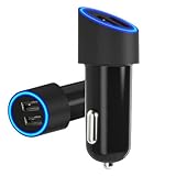 Momen [SGS Certified] 4.8A/24W Dual USB Port Rapid Charge Smart Car Charger with Blue Led Light Circle for iPhone 5/5s/5c/6/6s/6s plus,iPad,iPad Air,Samsung Galaxy s4/s5/s6/s7,Note 5/4/3 (Black)