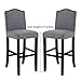 DAGONHIL 29 Inch Bar Stools Set of 2 Modern Upholstered Chairs in Solid Wood Frame for Kitchen Islands Nail Head Trim, Gray