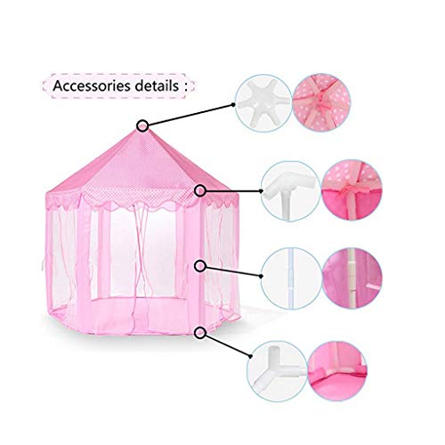 MSOO Princess Castle Play Tent Kids Play House with Star Lights Girls Pink Play Tent - Thumbnail 2
