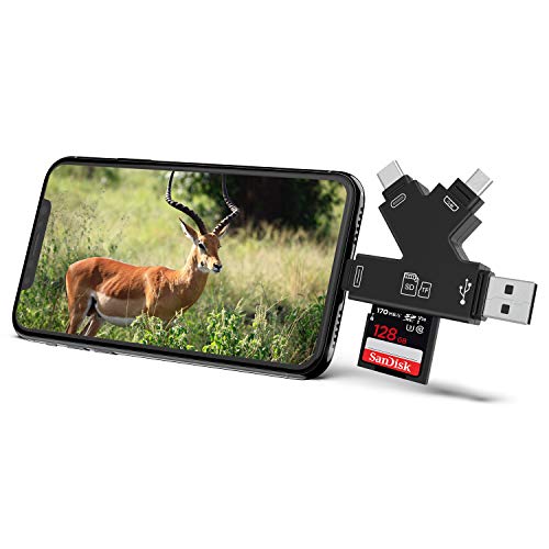 Campark Trail Camera Viewer SD Card Reader 4 in 1 SD Card Reader Trail Game Camera Memory Card Viewer to View Photos or Videos on Smartphone and Computer