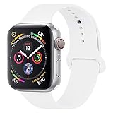 YC YANCH Compatible with for Apple Watch Band 42mm 44mm, Soft Silicone Sport Band Replacement Wrist Strap Compatible with for iWatch Series 5/4/3/2/1, Nike+, Sport, Edition, S/M, White
