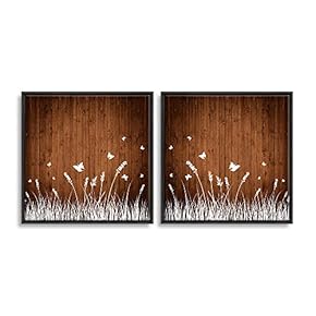 2 Piece Framed Canvas Wall Art for Living Room, Bedroom Wood Flower Theme Canvas Prints for Home Decoration Ready to Hang - 16"x16"x2 Panels