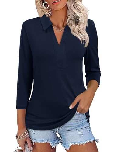 Zhenwei Womens V Neck Polo Shirt