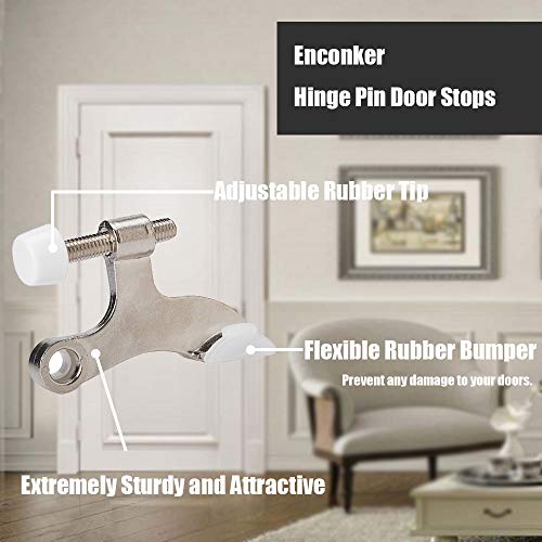 Enconker Hinge Pin Door Stopper 8 Pack, Adjustable Head Screw Heavy
