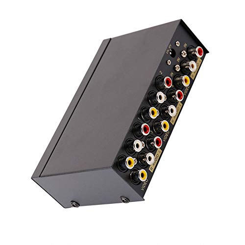 DTECH Powered 4 Way 3 RCA Splitter Box 1 in 4 Out Composite Video Audio