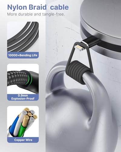 Aioneus iPhone Charger Cable 3M, [Apple MFi Certified] Long iPhone Charger Lightning Cable Nylon Braided iPhone Cable USB A to Lightning Cord Fast Charging for iPhone 14 13 12 11 Pro Max Mini 8, iPad
