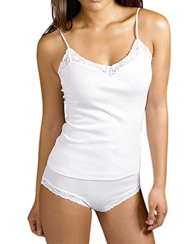 KalvonFu Women's Modal Pajama Sets Sexy Sleepwear Cami+Briefs (L, White)