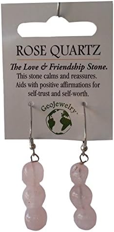 Natural Gemstone Rose Quartz Triple Nugget Earrings