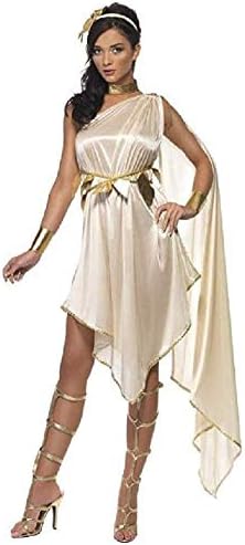 IFdistrict Halloween Party Costume Role-Playing Games Greek Goddess Athena Princess Dress with Jewelry Accessory White