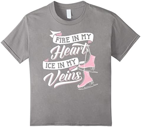 Kids Fire in My Heart Ice in My Veins - Figure Skating T-Shirt 6 Slate