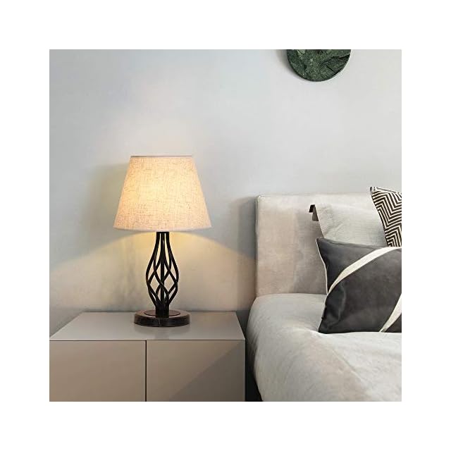 HAITRAL Traditional Table Lamps Set of 2 Vintage Bedside Lamps with