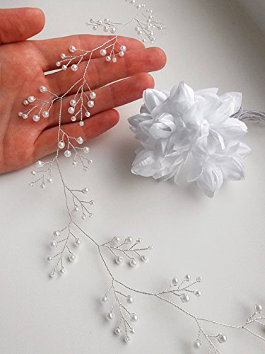 Yean Wedding Silver Headband Bridal Halo Wreath Bohemian Hairpieces (40cm, 15.7inches)