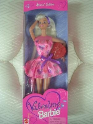 1997 Valentine Barbie in Pink Dress with Valentines