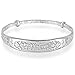 Merdia Women's 999 Solid Sterling Silver Chinese Style Luck Adjustable Bangle Bracelet for Women, Ladies and Elder | Lucky Jewelry for Women | Sterling Silver Bangle