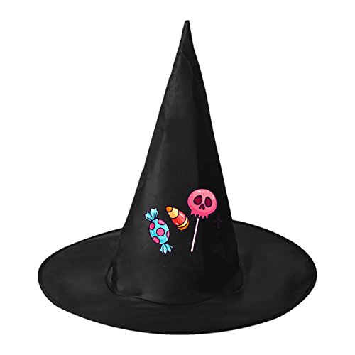 Skull Candy Halloween Witch Costume Accessory Trading Black Witch Hat