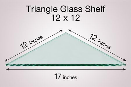 12" x 12" Triangle Glass Shelf - Shelf Only - Tempered - 3/8" Thick - Flat Polished Glass