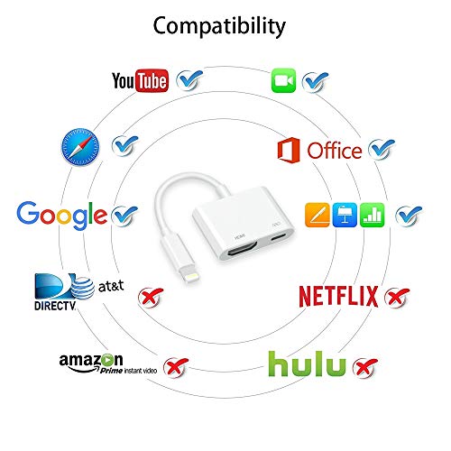 Compatible with iPhone iPad to HDMI Adapter Cable, Digital AV Adapter 1080p HD TV Connector Cord Compatible with iPhone Xs Max XR 8 7 6Plus, iPad Pro Mini Air to TV Projector Monitor - Thumbnail 4