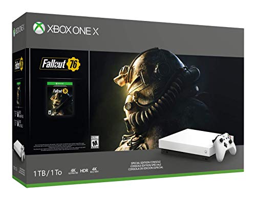 Microsoft Xbox One X White Special Edition 1TB/2TB Fallout 76 Bonus Bundle: Fallout 76, Xbox Wireless Controller, Xbox One X 4K HDR Console - White