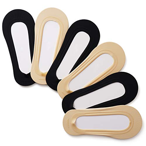 WISVOOO 3-6 Pairs No Show Socks Women Nylon Ultra Low Cut Non-Slip Thin Liner Socks Invisible Hidden Socks for Flats (3 pairs(Beige), Shoe Size 6-8)
