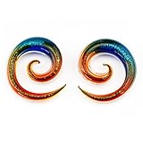 4 Gauge Dichroic Glitter Glass Spiral Taper (5mm) - 2 Pieces