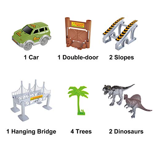 image for RENWER Dinosaur Toys Create A Road with 142 Pieces Flexible Train Trac