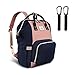 pipi bear Diaper Bag Backpack Large Capacity Multifunction Travel Back Pack,Maternity Baby Changing Bags Waterproof and Stylish for mom (Pink&Blue)