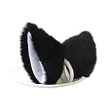 Yiding Cat Fox Fur Ears Hair Clip Anime Cosplay Costume Black with White inside