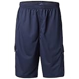 Greatrees Men's Big & Tall Elastic Waist Fleece Cargo Shorts Navy 5X