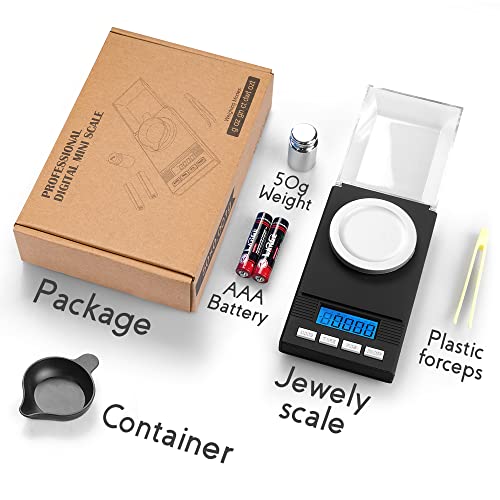 JamBer Digital Milligram Pocket Scales 0.001g x 50g, Electronic Weighing Scales for Jewelry