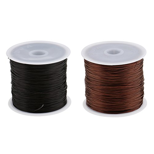 SunniMix 60M Salon Crystal Elastic String For Hair Thread Making Weaving Wigs - Brown