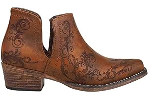 ROPER Womens Riley Shorty Embroidered Snip Toe Casual Boots Ankle Low Heel 1-2" - Black