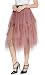 Urban CoCo Women's Sheer Tutu Skirt Tulle Mesh Layered Midi Skirt (S, Nude Pink)