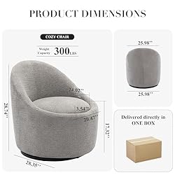 COLAMY Swivel Accent Chair, 360° Swivel Chair with