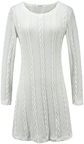 Milkuu Women's Crew Long-Sleeve Swing A-Line Dress