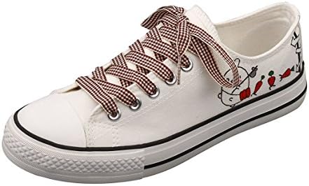 Romantic moments Women Shoes Cartoon Rabbit Carrot Hand-Painted Low Cut Brown Plaid Tie Lace up Casual Shoes
