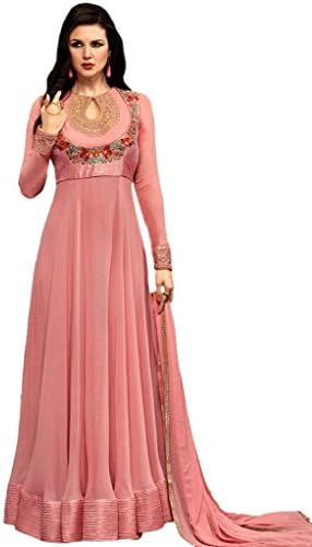 EthnicWear Beautiful New Pink Georgette PartyWear Indian Pakistani Anarkali Suit Dress