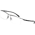 Agstum Mens Metal Frame Semi Rimless Business Glasses Clear Lens