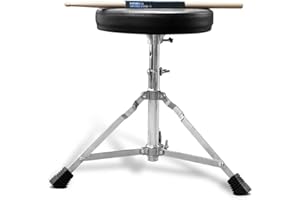 HXW Padded Drum Throne Seat Height Adjustable Lightweight Stool Chair with 5A Maple Wood Drumsticks