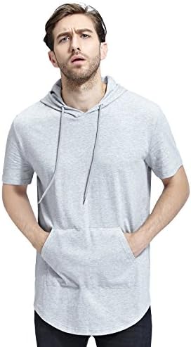 Mens Hipster Hip Hop Elong Longline Hoodie Side Zipper Short/Long Sleeve T-Shirt