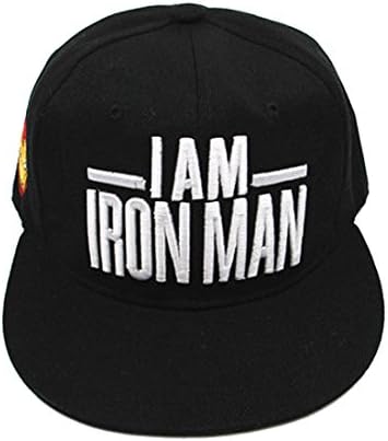 Ulgen Black I Am Iron Man Baseball Cap Hip Hop Sport Snapback Hat