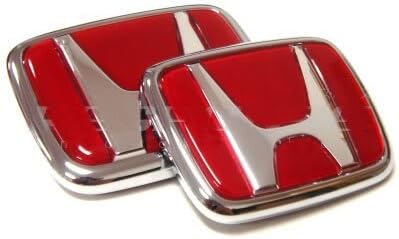 Kaop Fast Ship Red Logo Front Rear Emblem Set For JDM Type R Prelude Accord Crx Civic Integra
