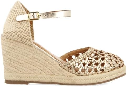 SERIGNAN Damen Sandalen mit Keilabsatz, Platin, 39 EU, Platinfarben, 39 EU