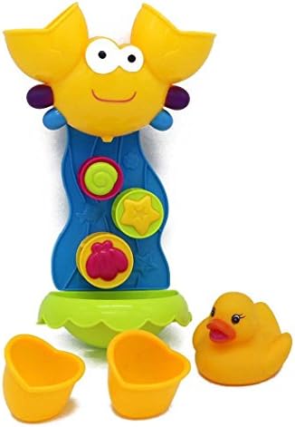 VERZABO Rubber Duck Bath Toy with Goofy Fun Waterfall Tower Toy Set That Includes a Water Pail and Floating Ball
