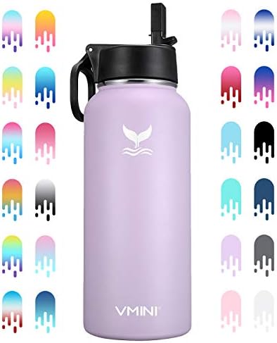 Vmini Water Bottle with Straw, Wide 
