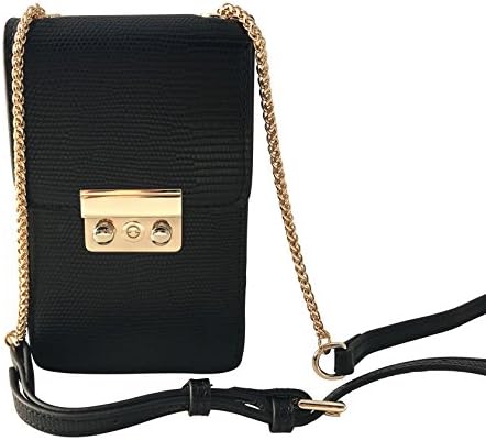 Cell Phone Case iPhone Samsung PU Leather Cross body Purse with Shoulder Strap Wallet Cosmetic Bag (Black)