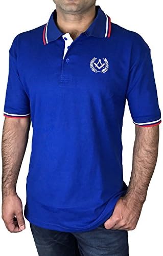 Unique Regalia Masonic Golf Polo Shirt with Square Compass Embroidery Logo Black/Grey/Blue (X Large, Blue)