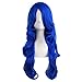 MapofBeauty 24 Inch/60cm Charming Synthetic Long Wavy Side Bangs Women Party Anime Cosplay Wig (Navy Blue)