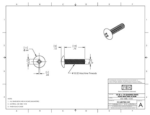 TCH Hardware 25 Pack Rack Rail Mounting Screws & Washers - Black 10-32 x 3/4" - Server AV Cabinet Bolts Cage Nuts Fasteners