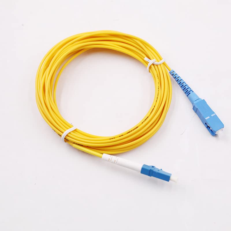 CHB 3 Meter Simplex 2mm Fibre Optic Patch Cable SC LC FC ST E2000 APC UPC Single Mode OS2 9/125 Yellow Patch Lead Fiber Patchcord (SC/UPC - LC/UPC)